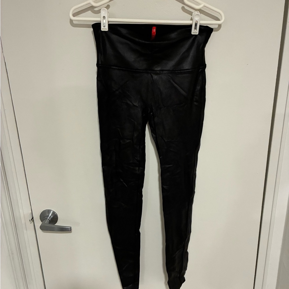 SPANX Black Shiny High-Waist Leggings